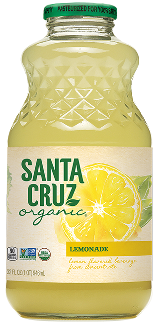 a photo of a glass bottle of santa cruz organic lemonade